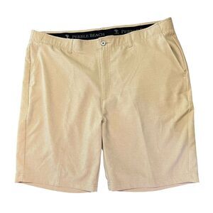 Pebble Beach Men's Dry-Luxe Performance Shorts Size 40 Khaki Golf Shorts Chino
